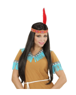 Perruque d'indienne avec bandeau et plume