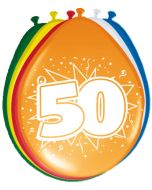8 ballons anniversaire multicolores - 50 ans