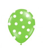 12 Ballons en latex verts à pois