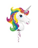 Ballon hélium tête de licorne arc-en-ciel pas cher