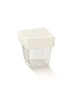 10 Boîtes à dragées transparentes couvercle blanc