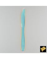 Couteau en plastique - turquoise transparent - x 50