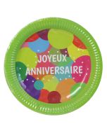 assiettes ballons joyeux anniversaire