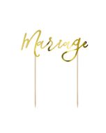 Cake Topper Mariage Or