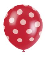 6 ballons à pois - rouge