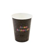 lot de 6 gobelets Joyeux Anniversaire - noir