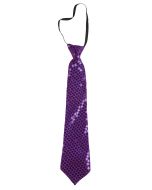 Cravate sequins avec élastique - violet