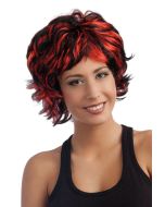 Perruque femme cheveux courts rouge et noir