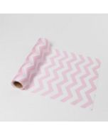 Chemin de table chevron rose et blanc