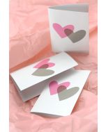 Carton Menu Coeur Rose et Gris x 10