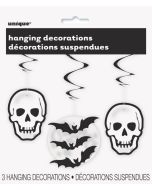 3 décorations suspendues squelette