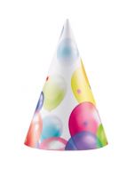 8 chapeaux de fête ballons colorés