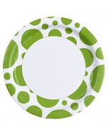 assiette jetable pois vert anis