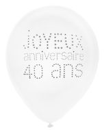 Lot de 8 ballons "Joyeux Anniversaire 40 ans"