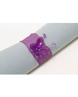 6 Rubans organza et papillon cristal - Prune