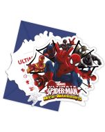 6 invitations et enveloppes - Spiderman Web Warriors