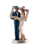 Figurine mariés cadre photo 18 cm