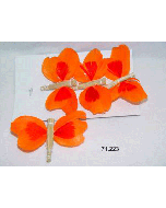 4 Papillons sur tige orange 11cm