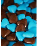 Dragées petits coeurs - chocolat / turquoise