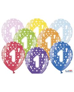 6 ballons multicolores 1er anniversaire