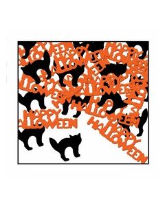 Confettis Halloween et chat noir