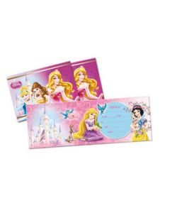 6 Cartons d'invitation Princesses Disney