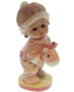 Figurine bébé fille avec cheval