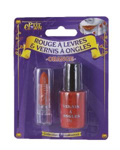 Vernis et rouge à lèvres - orange