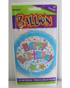 Ballon métallique hélium Happy Birthdau - bleu