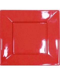 8 assiettes plastique carrées rouges