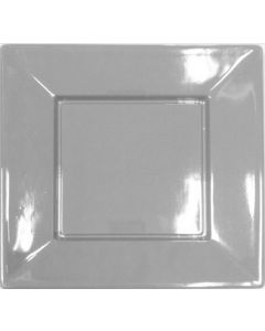 8 assiettes carrées en plastique gris acier