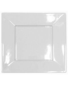 8 assiettes plastique carrées blanches 18 cm