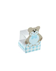 10 Boîtes à dragées transparentes ourson bleu