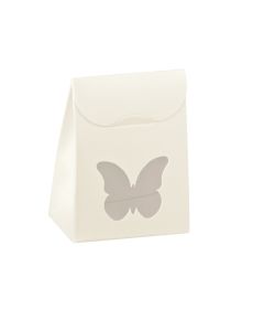 10 Boîtes à dragées blanches fenêtre papillon