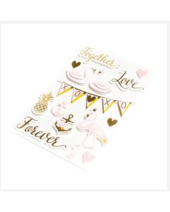 12x Stickers Amour Rose et Or