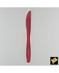 Couteau en plastique - bordeaux - x 50