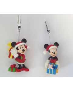 2 porte-noms Mickey et Minnie fêtent Noël