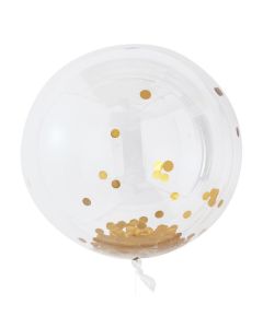 Ballon Bulle 90 cm + confetti Or