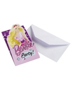6 cartes d'invitations et enveloppes Barbie Fashion