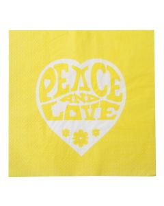 Serviettes Peace and Love - jaune - x20