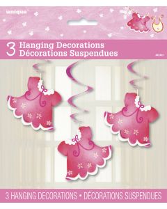 3 Décorations à suspendre Baby-Shower roses