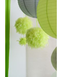 Boule de plumes verte - 30 cm