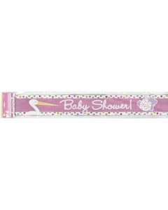 Bannière Baby-Shower cigogne rose