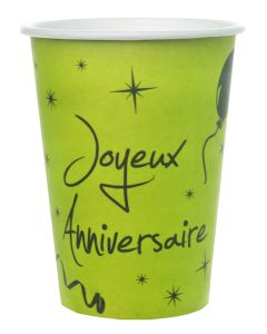 10 gobelets "Joyeux Anniversaire" vert