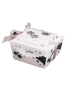 x12 boites à dragées en carton blanc et fleurs argent