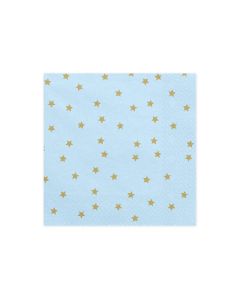20 serviettes jetables bleues étoiles dorées