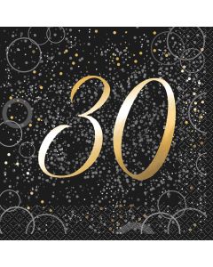 16 serviettes anniversaire 30 ans confettis or
