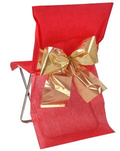 Housse de chaise noeud rouge et or métallisé x 4