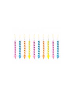 10 Bougies anniversaire multicolores