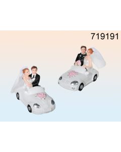 Figurine de mariés dans une voiture - 8 cm x 6 cm